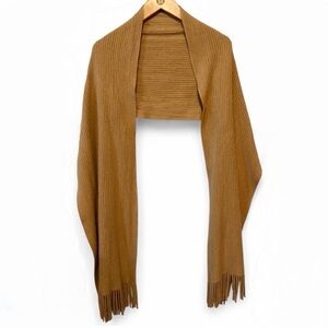 Tan Ribbed Knit Scarf / Wrap
